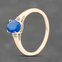 Pre-Owned 9ct Yellow Gold Spinel and 0.01ct Diamond Oval Dress Ring 41383725