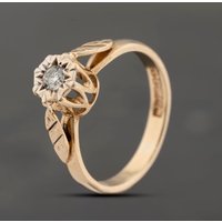 Pre-Owned 9ct Yellow Gold 0.12ct Diamond Solitaire Ring 41383742