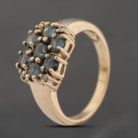 Pre-Owned 9ct Yellow Gold Alexandrite and 0.04ct Diamond Cluster Ring 41383747