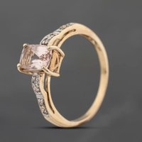Pre-Owned 9ct Yellow Gold Tourmaline and 0.04ct Diamond Dress Ring 41383749