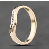 Pre-Owned 9ct Yellow Gold 0.10ct Brilliant Cut Diamond Channel Set Wishbone Ring 41383827