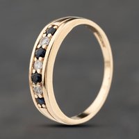 Pre-Owned 9ct Yellow Gold Sapphire and 0.07ct Diamond Half Eternity Ring 41383871