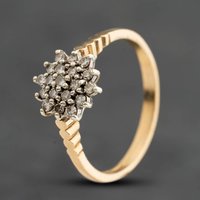 Second Hand 9ct Yellow Gold 0.25ct Brilliant Cut Diamond Cluster Ring 41384932