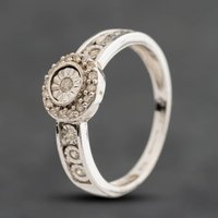 Second Hand 9ct White Gold 0.15ct Brilliant Cut Diamond Round Dress Ring 41384935