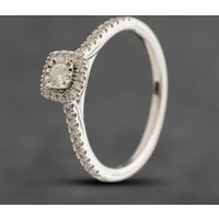 Second Hand 9ct White Gold 0.25ct Brilliant Cut Diamond Halo Ring 41384936