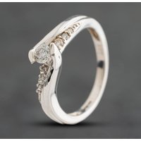 Second Hand 9ct White Gold 0.25ct Brilliant Cut Diamond Shoulder Set Solitaire Ring 41384944