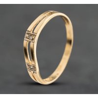 Second Hand 9ct Yellow Gold 0.07ct Brilliant Cut Diamond Band Ring 41384966