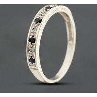 Second Hand 9ct White Gold Sapphire & Diamond Half Eternity Ring 41385010