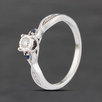 Second Hand 9ct White Gold 0.10ct Diamond Shoulder Set Solitaire Ring 41385021