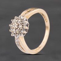Second Hand 9ct Yellow Gold 0.20ct Diamond Flower Cluster Ring 41385022