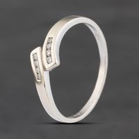 Second Hand 9ct White Gold 0.04ct Brilliant Cut Diamond Crossover Ring 41385036