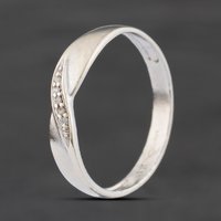 Second Hand 9ct White Gold Diamond & 0.05ct Diamond Crossover Ring 41385040