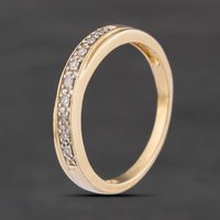 Second Hand 9ct Yellow Gold 0.05ct Brilliant Cut Diamond Half Eternity Ring 41385055