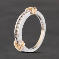Second Hand 9ct Two Colour Gold 0.25ct Brilliant Cut Diamond Half Eternity Ring 41385056