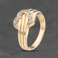 Second Hand 9ct Yellow Gold Diamond Heart Dress Ring 41385071