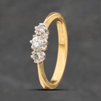 Second Hand Yellow Gold Brilliant Cut Diamond Three Stone Ring 41385080