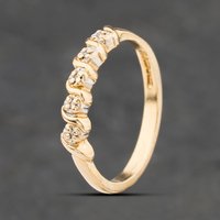 Second Hand 9ct Yellow Gold Brilliant Cut Diamond Swirl Five Stone Ring 41385084