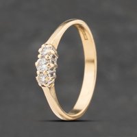 Second Hand 9ct Yellow Gold 0.20ct Brilliant Cut Diamond Three Stone Ring 41385093