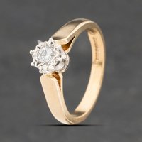 Second Hand 9ct Yellow Gold 0.15ct Brilliant Cut Diamond Solitaire Ring 41385096