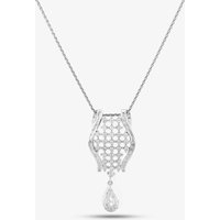 Pre-Owned 14ct White Gold 2.00ct Diamond Openwork Dropper Pendant and 18 Inch Spiga Chain 4139789
