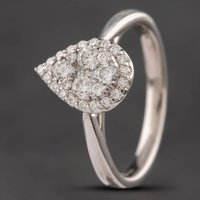 Pre-Owned 9ct White Gold Brilliant Cut Diamond Pear Shaped Canadian Ice Cluster Ring 414801256