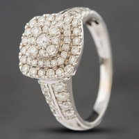 Pre-Owned 18ct White Gold Brilliant Cut Diamond Cushion Shape Graduating Cluster Ring 41481108