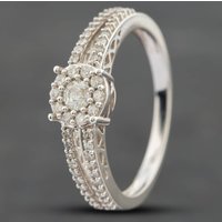 Pre-Owned 9ct White Gold 0.50ct Brilliant Cut Diamond Split Shoulder Cluster Ring 41481139