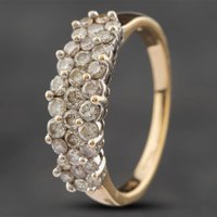 Pre-Owned 9ct Yellow Gold 1.00ct Brilliant Cut Diamond Three Row Ring 41481166