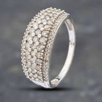 Pre-Owned 9ct White Gold 1.00ct Brilliant and Single Cut Diamond Five Row Ring 41481296