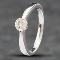 Pre-Owned 18ct White Gold Brilliant Cut Diamond Rub Over Set Solitaire Ring 41481306