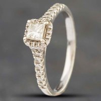 Pre-Owned 9ct White Gold 0.50ct Princess Cut Diamond Cluster Ring 41481339