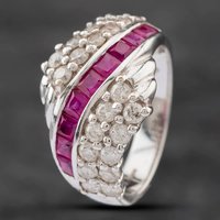 Pre-Owned 14ct White Gold Ruby and Diamond Dress Ring 41481495