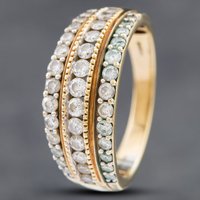 Pre-Owned 9ct Yellow Gold 1.00ct Brilliant Cut Diamond Three Row Ring 41481504