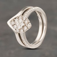 Pre-Owned Platinum Diamond Marquise Cluster Bridal Set Ring 41481624