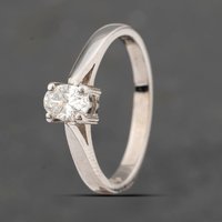 Pre-Owned 18ct White Gold 0.33ct Oval Cut Diamond Solitaire Ring 41481630