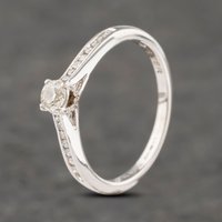Pre-Owned 18ct White Gold 0.40ct Brilliant Cut Diamond Shoulder Set Solitaire Ring 41481708