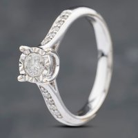 Pre-Owned 9ct White Gold 0.34ct Brilliant Cut Diamond Shoulder Set Solitaire Ring 41481709