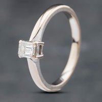 Pre-Owned 18ct White Gold Emerald Cut Diamond Solitaire Ring 41481729