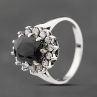 Pre-Owned 9ct White Gold Sapphire and Brilliant Cut Diamond Oval Cluster Ring 41481763