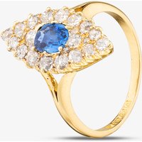 Pre-Owned 18ct Yellow Gold Sapphire and Brilliant Cut Diamond Marquise Shaped Cluster Ring 41481778