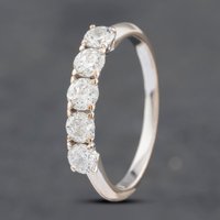 Pre-Owned 18ct White Gold 0.75ct Brilliant Cut Diamond Five Stone Half Eternity Ring 41481855