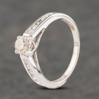 Pre-Owned 18ct White Gold 0.60ct Brilliant Cut Diamond Shoulder Set Solitaire Ring 41481875