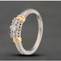 Pre-Owned 18ct Two Colour Gold 0.25ct Brilliant Cut Diamond Three Stone Ring 41481892