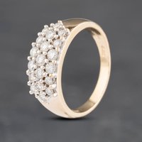 Pre-Owned 18ct Yellow Gold 0.75ct Brilliant Cut Diamond Three Row Ring 41481961