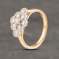 Pre-Owned 18ct Yellow Gold 0.64ct Brilliant Cut Diamond Cluster Ring 41481969