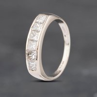 Pre-Owned 18ct White Gold 0.60ct Princess Cut Diamond Half Eternity Ring 41481981