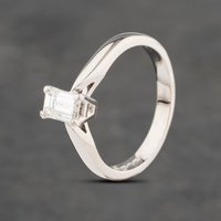 Pre-Owned 18ct White Gold 0.54ct Emerald Cut Diamond Solitaire Ring 41481989