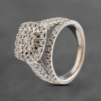 Pre-Owned 9ct White Gold 1.25ct Brilliant Cut Diamond Fancy Shouldered Cluster Ring 41481995