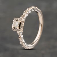 Pre-Owned 14ct White Gold 0.41ct Princess Cut Diamond Halo Cluster Ring 41482035