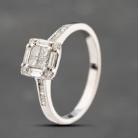 Pre-Owned 18ct White Gold 0.66ct Diamond Square Cluster Ring 41482047